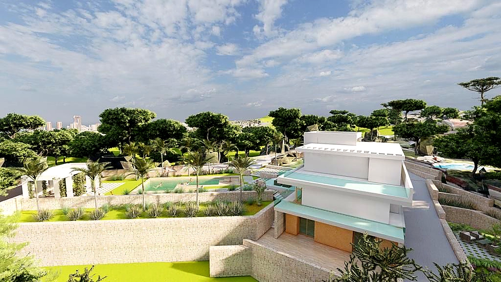 Villa El Planet — villa en terraza con skyline de Benidorm